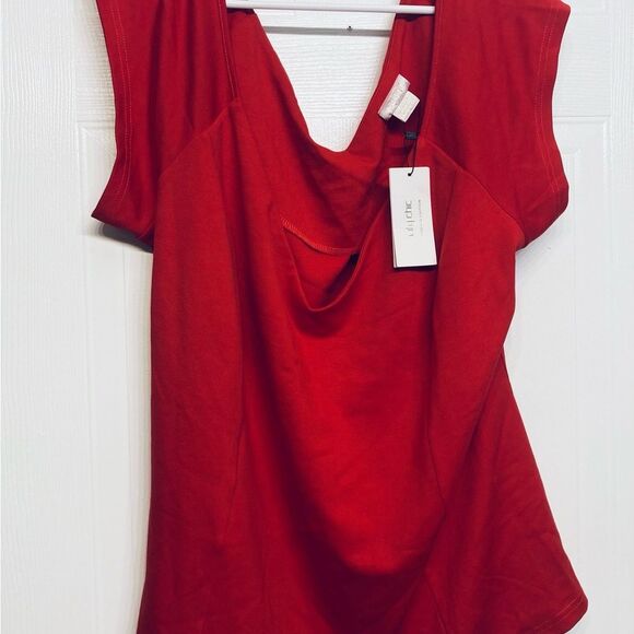 City Chic Top Miss Vintage Limited Edition Red V-Neck Cap Sleeve Size XL 22 NWT - Picture 3 of 11
